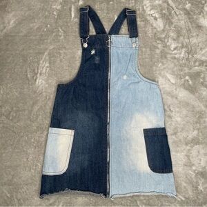 Epic Threads Mixed Denim Overall Dress Two Tone Zip Front Girls Youth XL